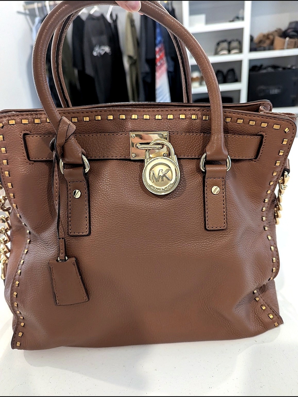 Michael Kors Tan Pebbled Leather Tote with Gold Hardware Perfect Condition